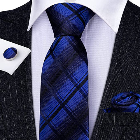 Navy Blue and Black Necktie Set-LBW700