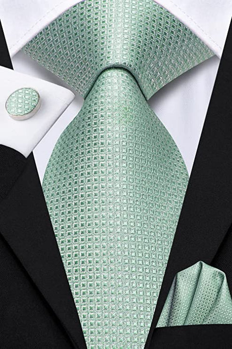 Mint Green Silk Necktie Set-LBWH1213