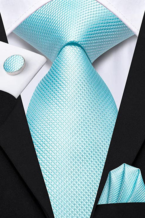 Tiffany Blue Wedding Prom Formal Business Necktie Set-LBWH1216