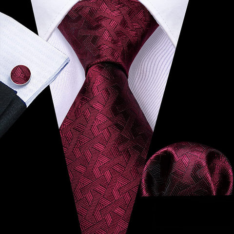 Maroon Wedding Necktie Set-LBWY1170