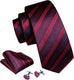 Red and Navy Blue Stripe Necktie Set-LBWY1283