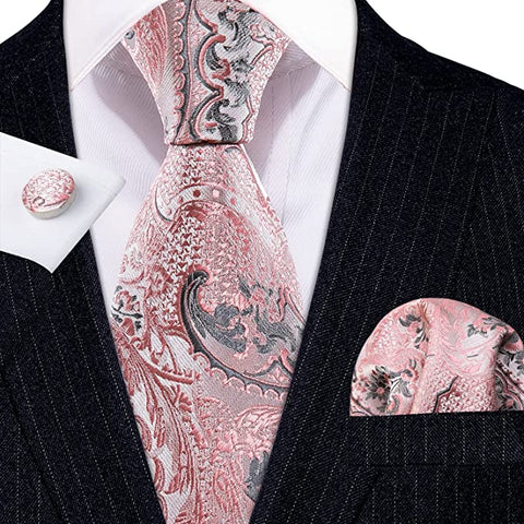 Pink and Grey Silk Paisley-LBWY787